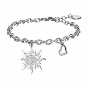 BRACCIALE DONNA IN ACCIAIO CON SOLE CON CRISTALLI BIANCHI