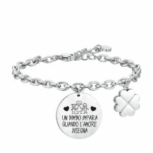 BRACCIALE DONNA IN ACCIAIO UN BIMBO IMPARA QUANDO L'AMORE INSEGNA