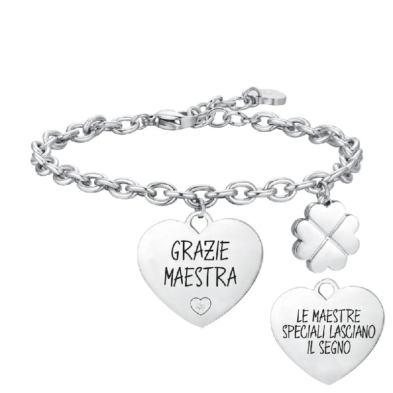 BRACCIALE DONNA IN ACCIAIO GRAZIE MAESTRA RETRO LE MAESTRE SPECIALI...