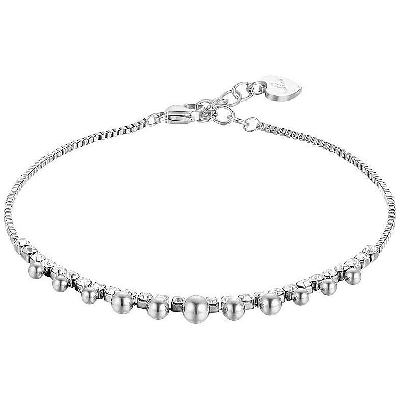BRACCIALE DONNA IN ACCIAIO CON CRISTALLI BIANCHI E SFERE