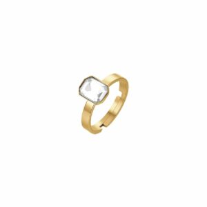 ANELLO DONNA IN ACCIAIO IP GOLD CON CRISTALLO BIANCO