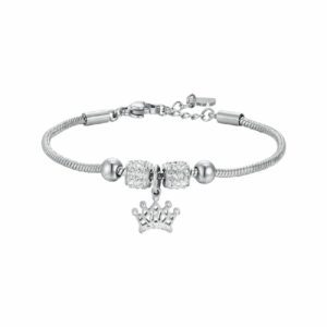 BRACCIALE BAMBINA IN ACCIAIO CON CORONA CON CRISTALLI BIANCHI