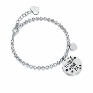 BRACCIALE DONNA IN ACCIAIO CON FRASE "TI VOGLIO BENE ZIA"