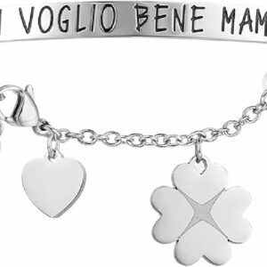 BRACCIALE DONNA IN ACCIAIO CON SCRITTA TI VOGLIO BENE MAMMA
