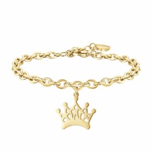 BRACCIALE DONNA IN ACCIAIO DORATO CON CORONA