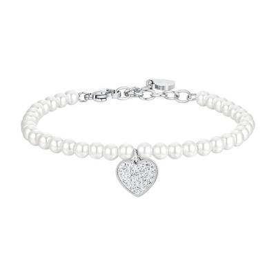 BRACCIALE donna in acciaio perle e cuore