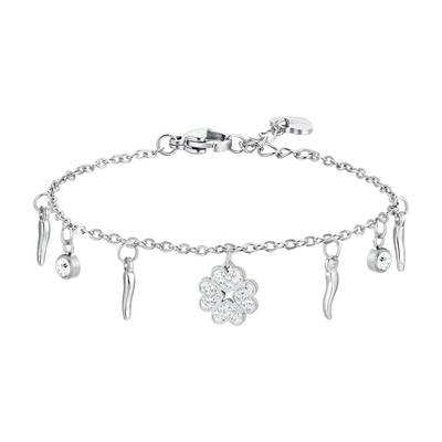 BRACCIALE donna in acciaio quadrifgolio e corni