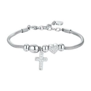 BRACCIALE donna in acciaio croce e cristalli