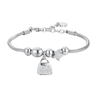 BRACCIALE donna in acciaio borsa e cristalli