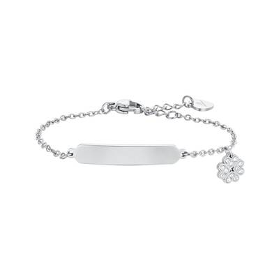 BRACCIALE bambina in acciaio quadrifoglio e piastra