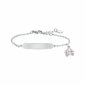 BRACCIALE BAMBINA IN ACCIAIO CARROZZA E PIASTRA