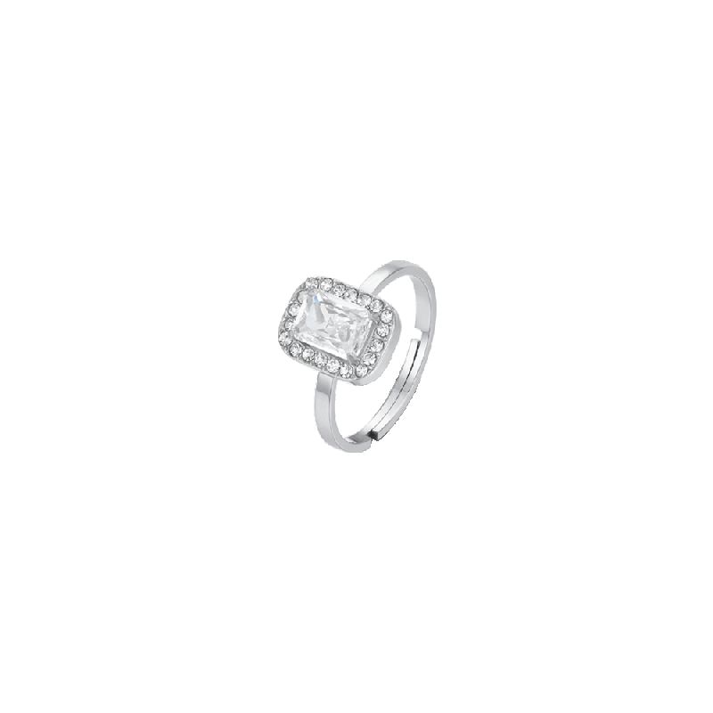 ANELLO DONNA IN ACCIAIO CRISTALLI E ZIRCONE