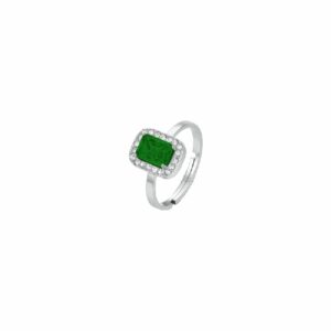 ANELLO DONNA IN ACCIAIO CRISTALLI E ZIRCONE VERDE