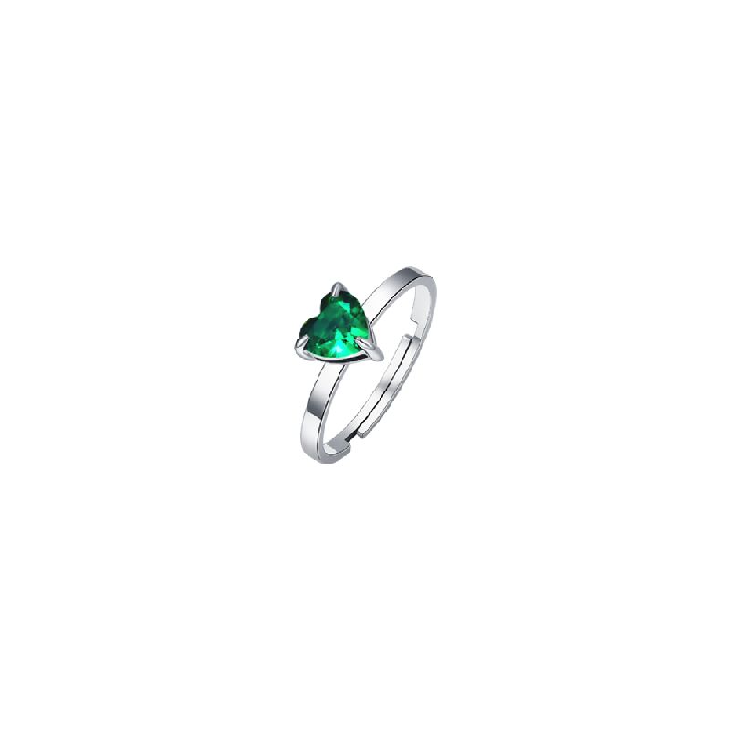 ANELLO DONNA IN ACCIAIO CON CUORE CRISTALLO VERDE