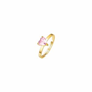 ANELLO DONNA IN ACCIAIO E  IP GOLD CON CUORE CRISTALLO ROSA