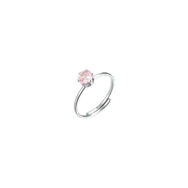 ANELLO SOLITARIO DONNA IN ACCIAIO CON ZIRCONE ROSA