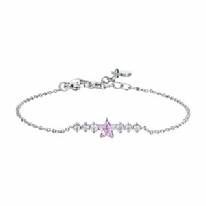 BRACCIALE DONNA IN ACCIAIO CON STELLA ROSA E CRISTALLI BIANCHI
