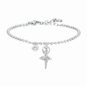 BRACCIALE DONNA IN ACCIAIO CON BALLERINA E ZIRCONE BIANCO