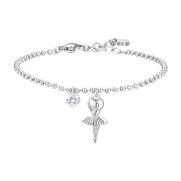 BRACCIALE DONNA IN ACCIAIO CON BALLERINA E ZIRCONE BIANCO