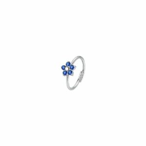 ANELLO DONNA IN ACCIAIO CON FIORE E ZIRCONI BLU