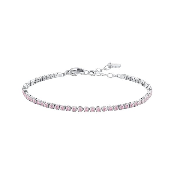 BRACCIALE BAMBINA TENNIS IN ACCIAIO CON ZIRCONI ROSA