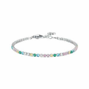 BRACCIALE BAMBINA TENNIS IN ACCIAIO CON ZIRCONI MULTICOLOR