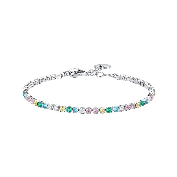 BRACCIALE BAMBINA TENNIS IN ACCIAIO CON ZIRCONI MULTICOLOR