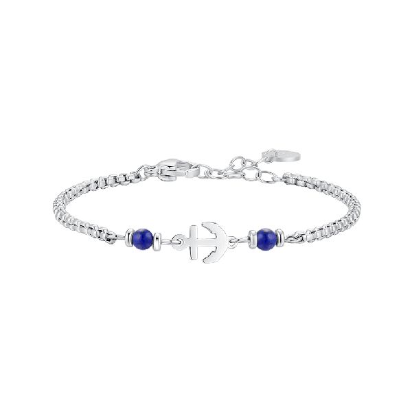 BRACCIALE BAMBINO IN ACCIAO CON ANCORA E PIETRE BLU LAPIS