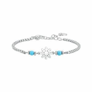 BRACCIALE BAMBINO IN ACCIAIO CON ANCORA E PIETRE TURCHESI