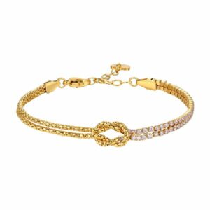 BRACCIALE DONNA IN ACCIAIO IP GOLD CON NODO E ZIRCONI ROSA