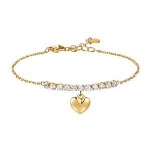 BRACCIALE DONNA IN ACCIAIO IP GOLD CON CUORE E ZIRCONI BIANCHI