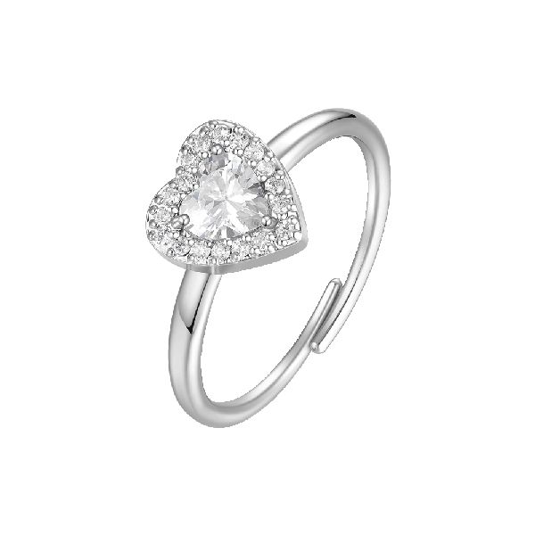 ANELLO DONNA IN ACCIAIO CON CUORE CON ZIRCONI BIANCHI
