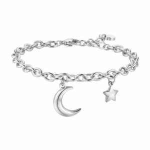 Bracciale in acciaio con luna e charm stella