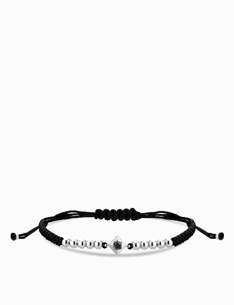 bracciale laccio in oro bianco con punto luce nero centrale