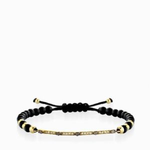 bracciale con laccio in oro giallo bacchetta di diamanti e pietre brown