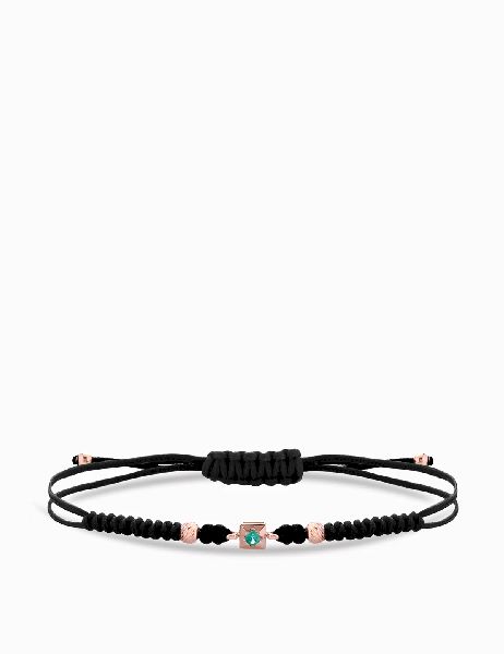 bracciale in oro rosa con smeraldino centrale in oro rosa