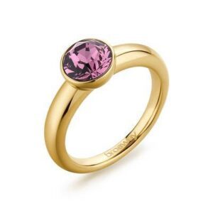 Anello in acciaio 316L e finitura pvd oro 14K con cristalli Swarovski&copy; colore iris.