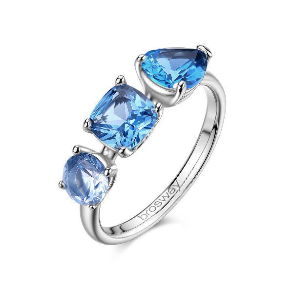 Anello DREAMING in acciaio 316L, con cubic zirconia square, cushion e pear light sapphire