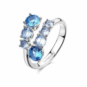 Anello DREAMING in acciaio 316L, con cubic zirconia round e cushion light sapphire