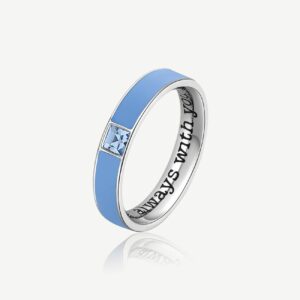 Anello WITHYOU in acciaio, smalto celeste e cristal