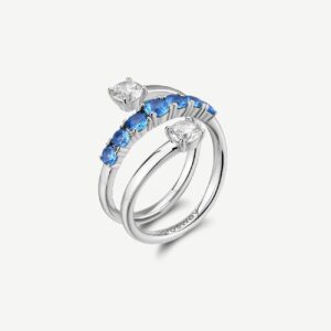 Anello  FANCY in argento 925/1000 rodiato, e cubic zirconia sapphire