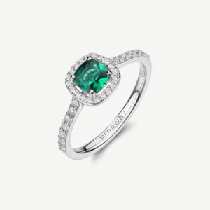 Anello FANCY in argento 925/1000 rodiato, e cubic zirconia emerald
