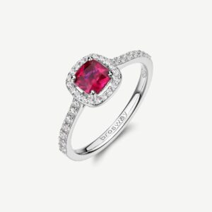 Anello FANCY in argento 925/1000 rodiato, e cubic zirconia ruby