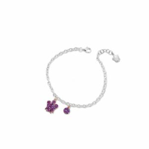 Bracciale in argento con angelo e zirconi fucsia e ametista