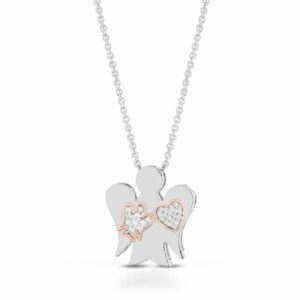 Collana in argento angelo cuore e zirconi