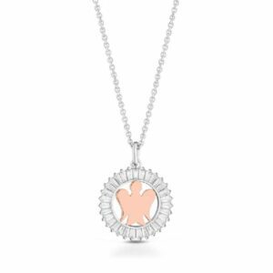 Collana angelo in argento rosato con zirconi bianchi