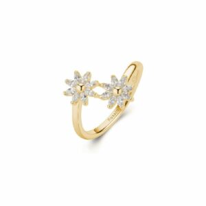 Anello GAIA argento 925/1000 galvanica oro giallo, cubic zirconia white