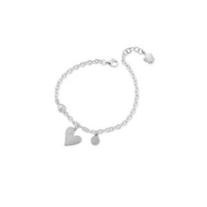 Bracciale in argento con ciondolo cuore e paillettes