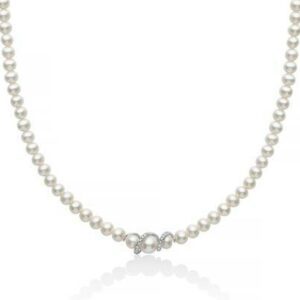 Collana di perle Oriente con centrale in oro e diamante