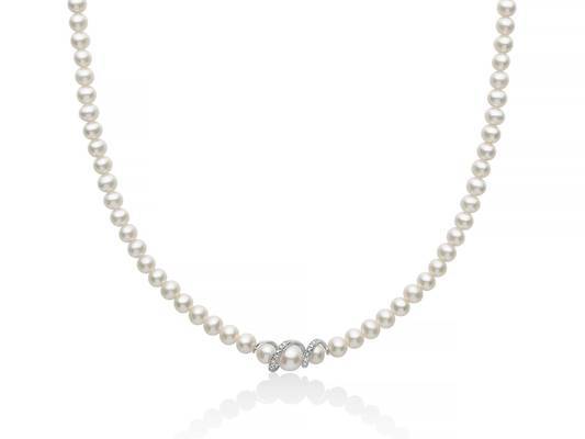 Collana di perle Oriente con centrale in oro e diamante